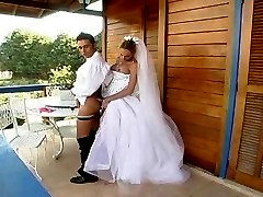 Outdoor ass-screwing amusement with sex-addicted shemale bride and groom
