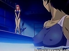 Big boobs anime porn movie with lesbo fun in pool