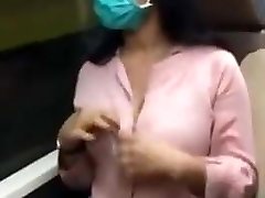 Philipino girl showing tits in public bus in hk
