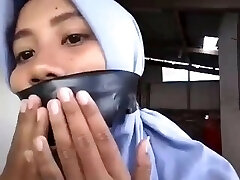 indonesian hijab female selfgagged