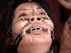 Jap BBW marionette got needles pierced lip to keep her mouth shut