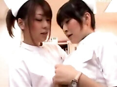 Young Nurse Rubbing Her Pussy With Pen Her Colleauge Joins Her Smooching Rubbing Knockers
