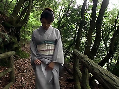JAV outdoor exposure in kimono followed by fellatio Subtitles
