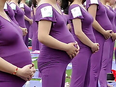 Pregnant Asian nymphs doing yoga (non porn)