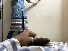 Flashing pecker on Indian maid to fuck ( chudai ) in hindi