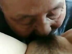 The senior man licks the old lady – so exciting