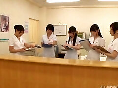 Nasty hospital staff attacks a patient with a stiff rod