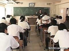 Asian school babe in cords flashes cootchie upskirt in class
