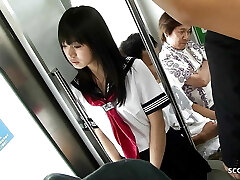 Public Gangbang in Bus - Asian Teenage get Fucked by many elder Guys