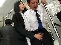 Japanese Hot Handjob in Bus