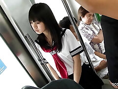 Public Gangbang in Bus - Asian Teenage get Fucked by many elder Guys