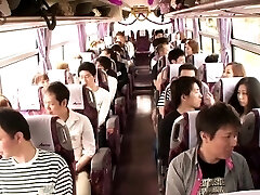 Japanese teen groupsex act babes on a bus