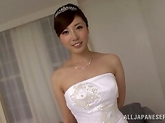 Japanese bride is smashed by two guys in a threesome