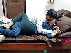 Indian dirty couple ultra-kinky kissing and fucking home alone