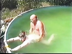 Older couple having Sex in The Pool Part 1 Wear Tweed