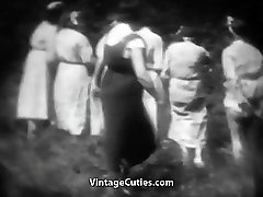 Horny Mademoiselles get Spanked in Forest (1930s Antique)