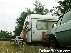 Retro Porn 1970s - Hot Fur Covered Pussy Brunette Penetrates In A Campe