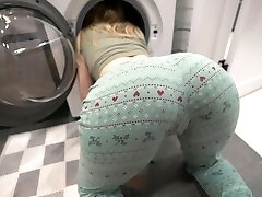 step bro fucked step step-sister while she is inside of washing machine - internal ejaculation