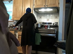RISKY!!! Flashing Huge Dick For Muslim Stepmother