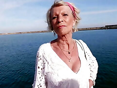 Eva 70 years senior still wants two beautiful cocks
