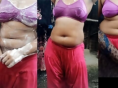 Desi village girl bathroom scene in open douche. Bangla porn video of desi stunning girl akhi