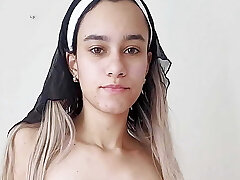 NUN Light-haired Latina TEEN Plays With Her PUSSY WILD