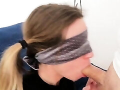 Girl with pigtails takes huge cum-shot in her mouth and swall