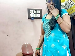 Step-mother Pinki Caught her Son naked, She help for cock-squeezing pennis and Cumshot in mouth.