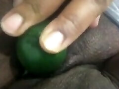This mature BBW is not scared to drill her pussy with a cucumber on camera