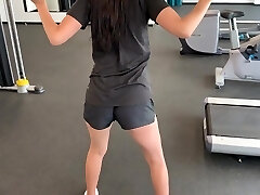 amazing sport girl was fucked after a exercise in the gym (public)