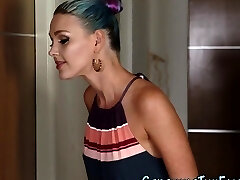 Banged teenager stepsister gobbles big cock