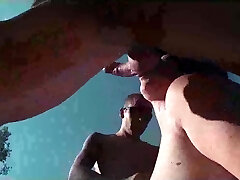 Bid Tits MILF fucked anal by 2 young sporty folks  Outdoor 