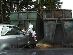 Sexy female spotted having pee in public by policeman