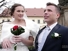 Useless groom watches his slender bride riding strong cock undoubtedly wild