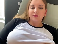 Caught my Ample Tit Sister masturbating while watching porn