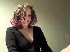 Curvy domme pegs trans sub slut in motel with her wire on 
