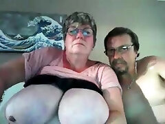 grandmother with big boobs has fun