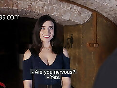 Ultra-cute girl slapped on the face and tits