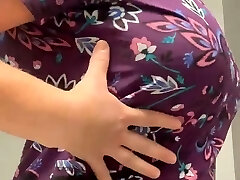 Inverted and Rigid. Spectacular nipple nurse.. lifting scrubs to show her big DDs