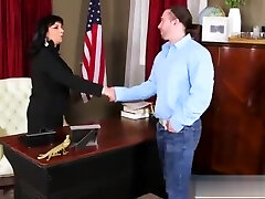 Dutch brunette with big tits sates her new boss