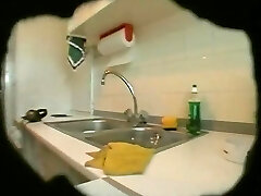 Xxl and ugly matured wife changes her clothes in kitchen on spy cam1