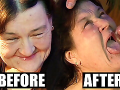 Very aged granny didn't know jizz on her face