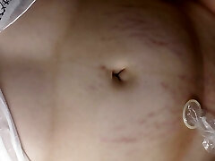 Horny busty cheating wife Milky Mari remove condom from a dinky and get balls deep creampie in hairy pussy!