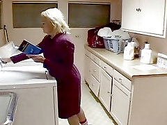 grandmother thumbs herself when her daughter-in-law comes to visit, she wants to join in and kisses her big puffies and gr