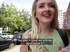 Public Agent Steamy young blonde wants strangers fat cock for content creation