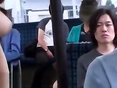 Asian busty Milf has sex on public bus