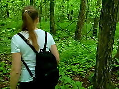 Shy student girl helped me spunk and displayed her naughty talents! Risky blowjob and handjob in the forest with birds singing! Engaged by Nata Sweet