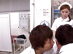 JAPANESE Wild NURSE GETS FUCKED BY TWO COCKS CREAMPIE