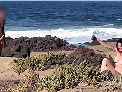 Nudist BEACH BLOWJOB: I demonstrate my hard stiffy to a bitch that asks me for a blowjob and cum in her mouth.