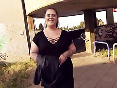 German chubby plumper teen picked up in public and boned on street